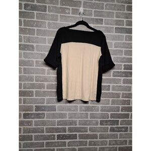 Lauren Ralph Lauren Womens Ivory,Black‎ Pullover Cuffed Top Size 1X